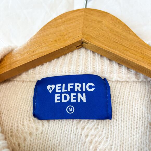 NWOT Aelfric Eden Retro 90s Cream Cable Knit Sweater Size M – Cozy Chunky Knit - Picture 6 of 8